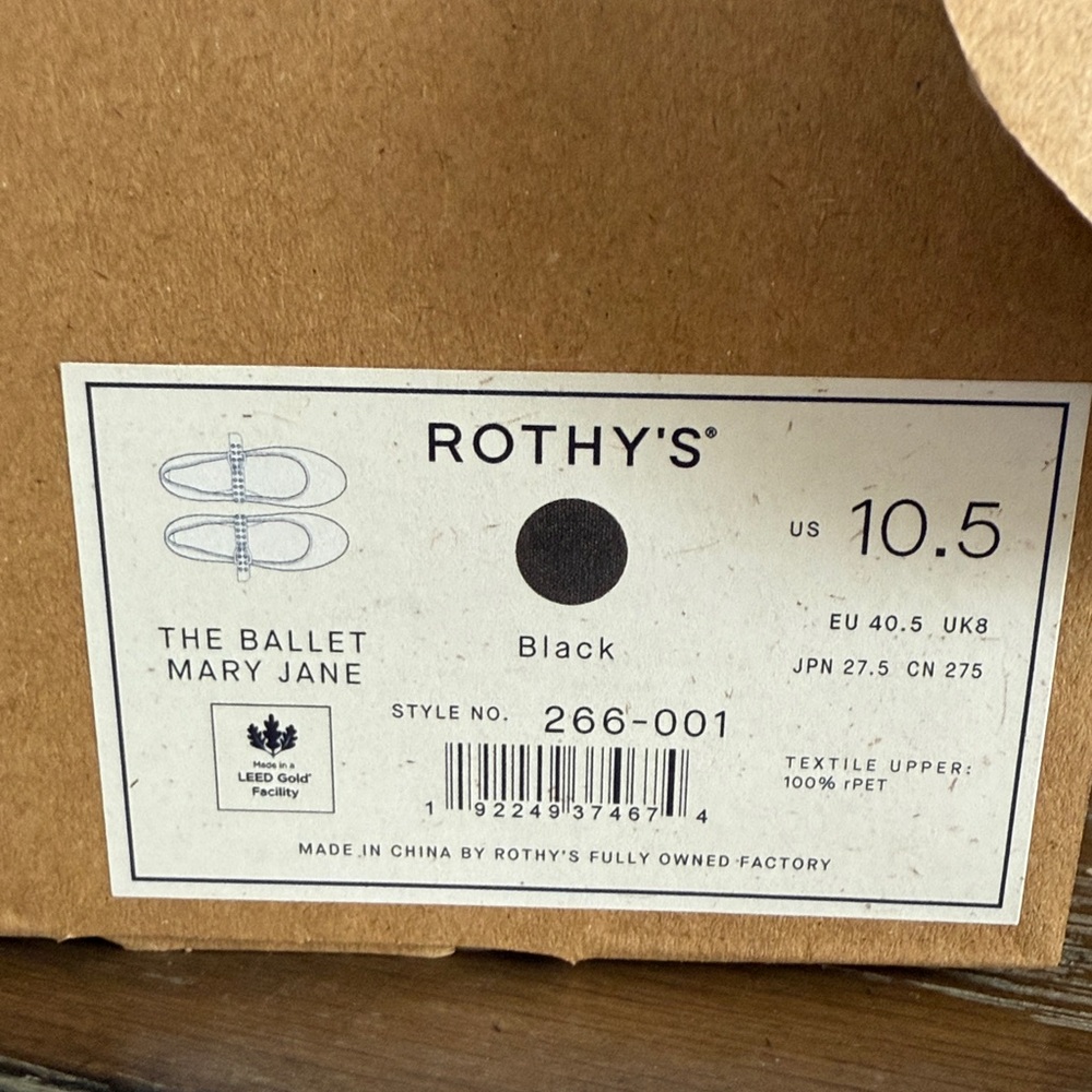 Rothy's Mary Jane Black Flats with Gold Details size 10.5 - Picture 6 of 6